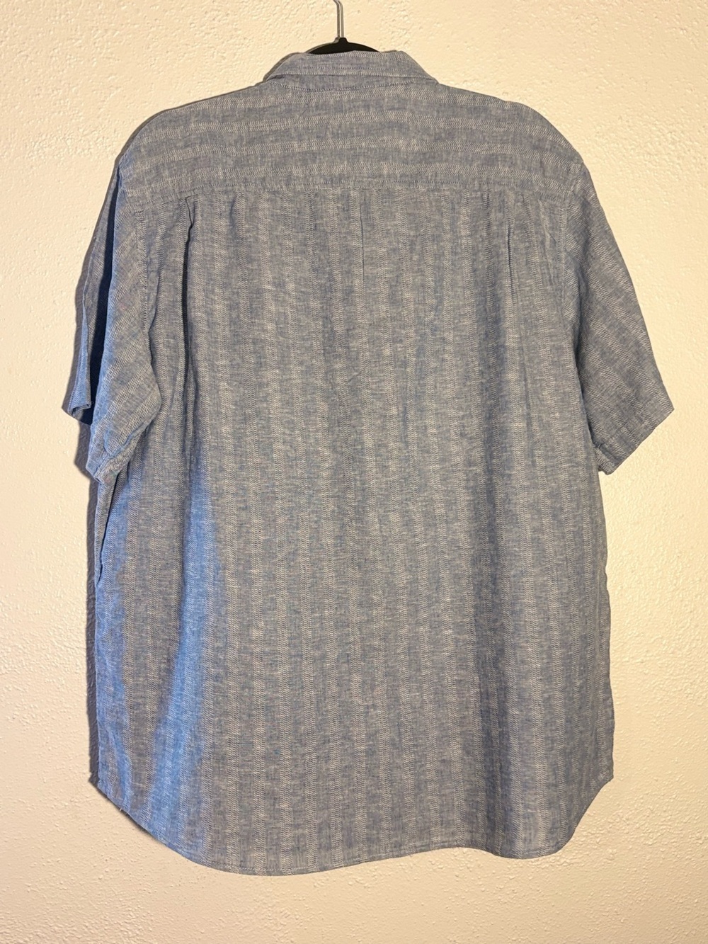 Weatherproof Vintage Short Sleeve Linen Button Shirt Blue Stripe Men’s XL - Picture 2 of 5